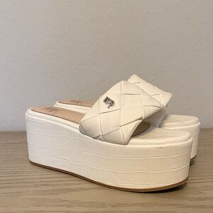 Elegant White Quilted Platform Sandals